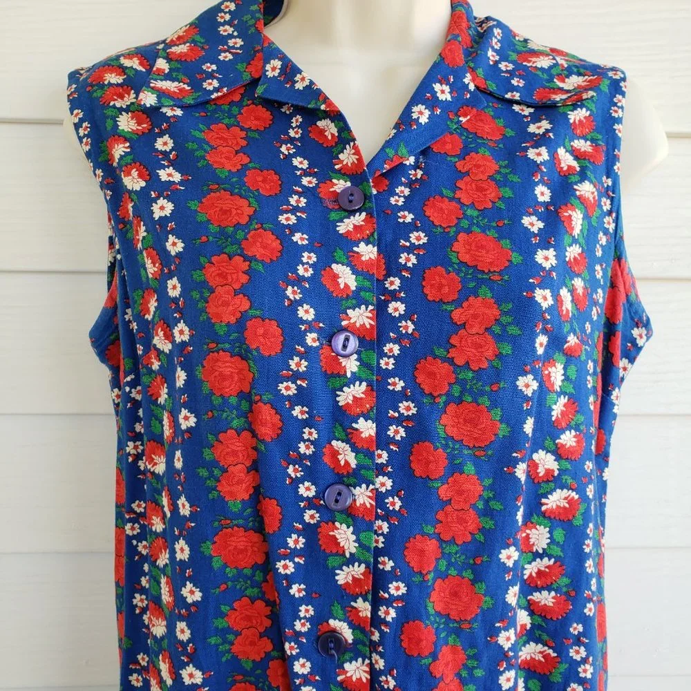 Vintage 60s cotton floral shift dress by Kay Whitner - Picture 2 of 7